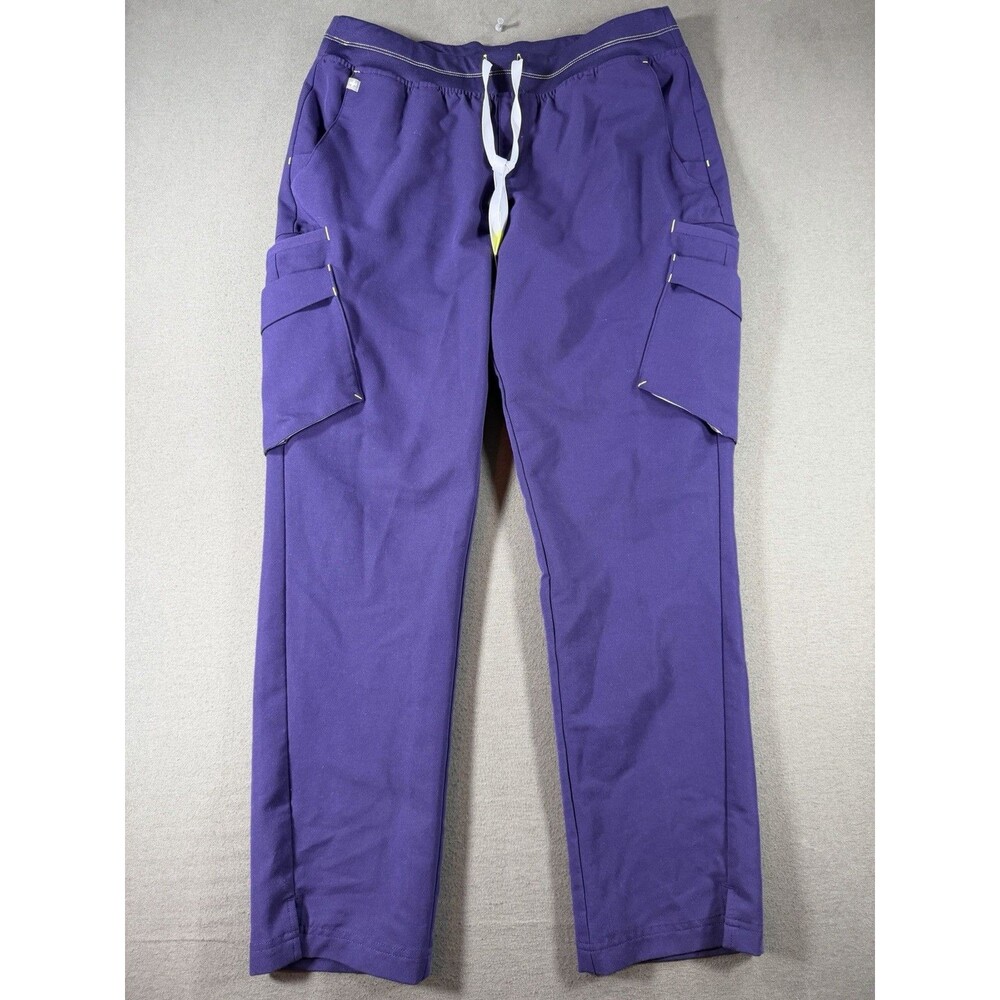 FIGS Technical Collection Jogger Scrub Pants Womens L Purple Cargo Zipper Pocket
